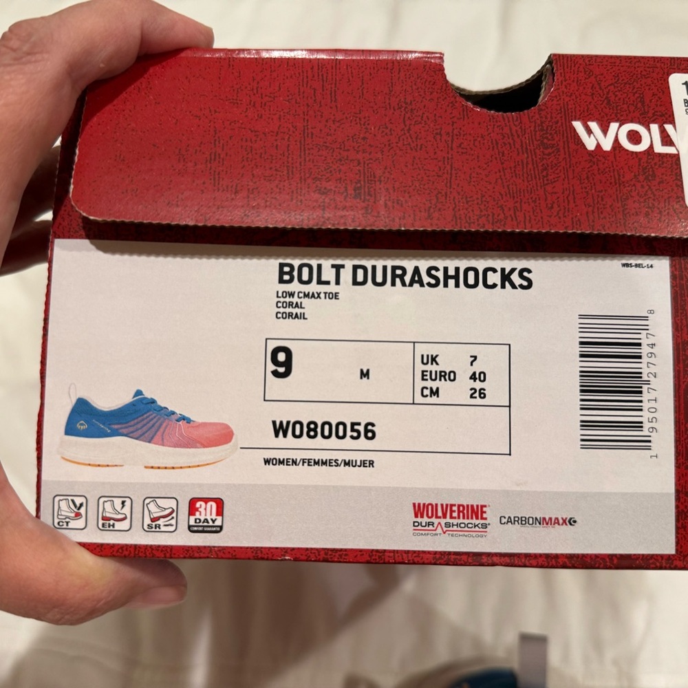Wolverine Coral and Blue Bolt Durashocks Work Shoes - Picture 2 of 12